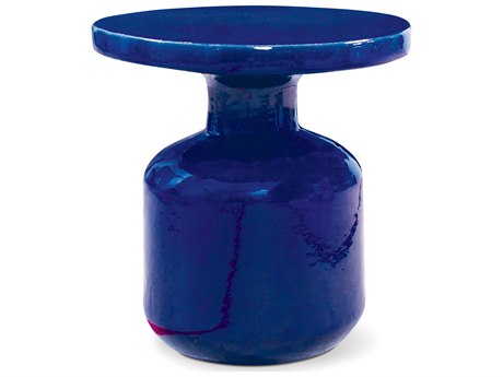 Seasonal Living Bottle Navy Blue Ceramic 19'' Round Accent Table