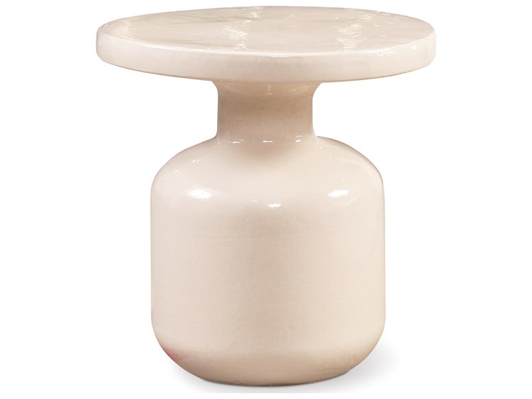 Seasonal Living Bottle Creamy White Ceramic Round Accent Table