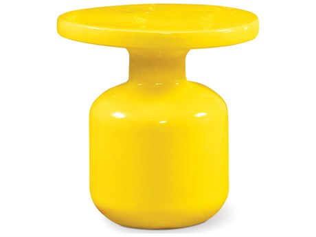 Seasonal Living Bottle Yellow Ceramic 19'' Round Accent Table