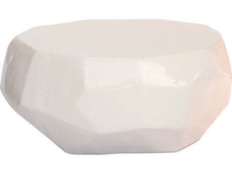Seasonal Living Ceramic Snow White Geo 38'' Round Coffee Table