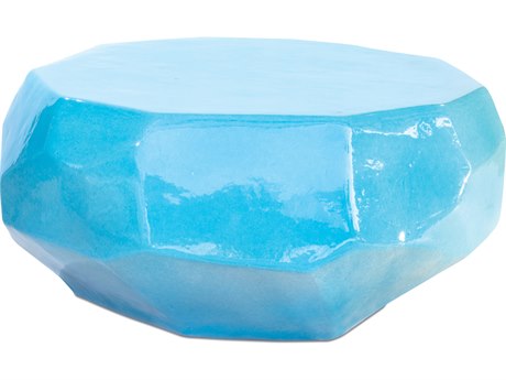 Seasonal Living Geo Turquoise Blue Ceramic 38'' Round Coffee Table