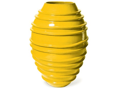 Seasonal Living Ceramic Yellow Helter Skelter Vase