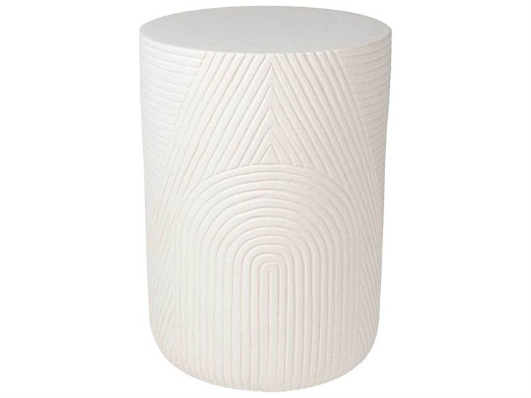 Seasonal Living Provenance Ceramic Sand Matte Round Outdoor Patio End Table