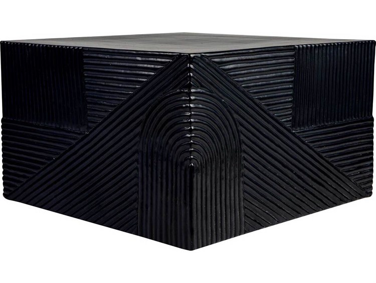 Seasonal Living Provenance Ceramic Coal Semigloss Serenity Textured Square Outdoor Side Table