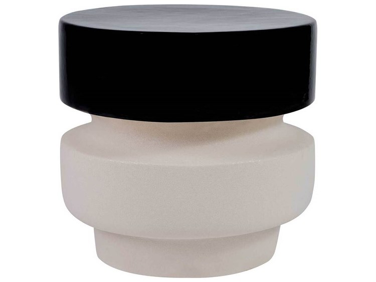 Seasonal Living Provenance Ceramic Jet Gloss/Sand Matte Balance Stool/16'' Round Accent Table