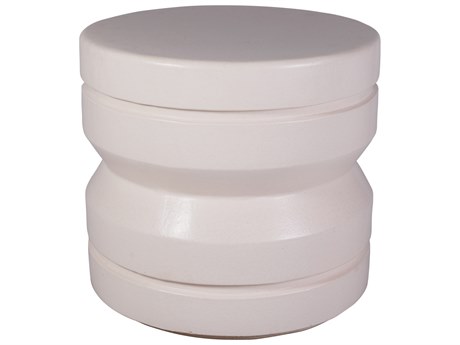 Seasonal Living Ceramics Linen Semi-gloss Ceramic Round End Table