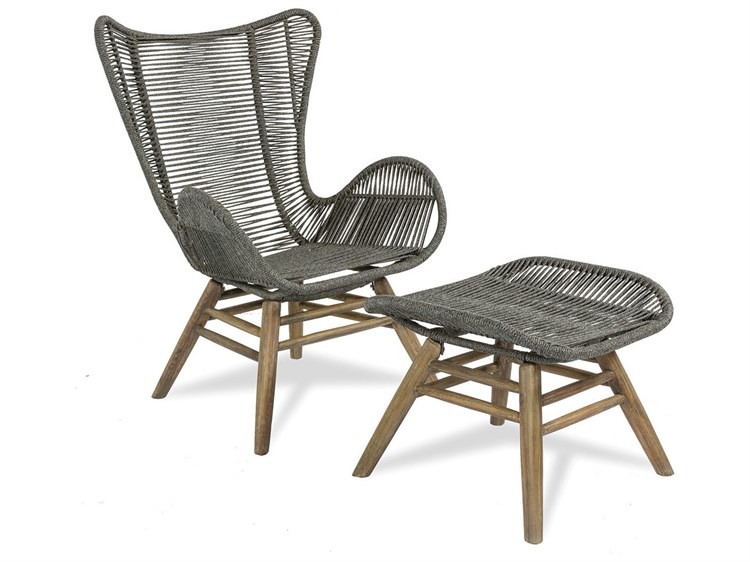 Seasonal Living Explorer Mixed Grey Acacia Wood Oceans Lounge Chair with Ottoman