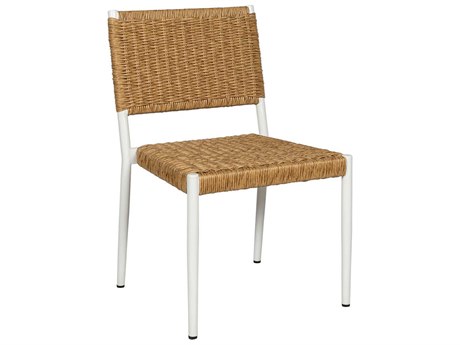 Seasonal Living Explorer Linen White Powder Steel and Copra Rattan Dining Chair (Set of 2)