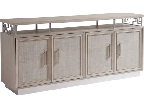 Sligh Barrington Oakbrook 76" Oak Wood Misty White Silver Leaf Media Console