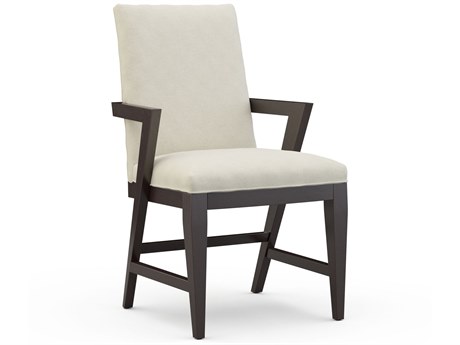 Sherrill Occasional Stark Walnut Wood Brown Upholstered Arm Dining Chair