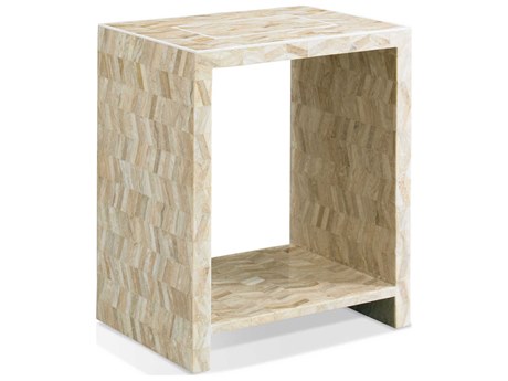 Sherrill Occasional Vintage Made Modern Alana Rectangular Stone Ivory Tan Side Table
