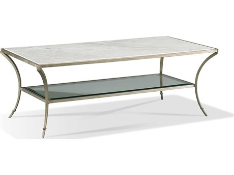 Sherrill Occasional Infinity Carlyle Rectangular Marble Platinum Leaf Cocktail Table