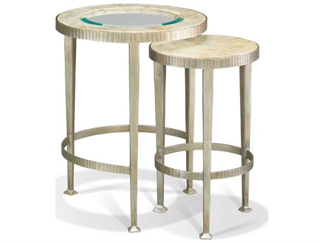 Sherrill Occasional Cadiz Round Glass Champagne Gold Nesting Tables