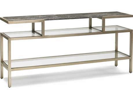 Sherrill Occasional Masterpiece Rectangular Glass Infinito Champagne Gold Console Table