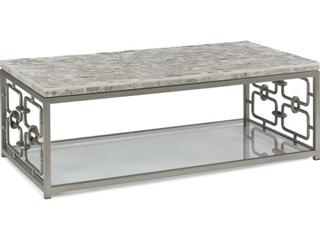 Sherrill Occasional Masterpiece Infinity Gypsos Rectangular Stone Champagne Gold Gypsum Cocktail Table