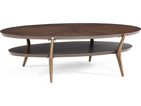 Sherrill Occasional Cambridge Oval Wood Dark Smoked Champagne Coffee Table