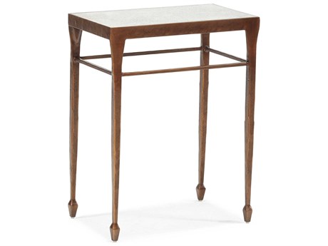 Sherrill Occasional Calvert Rectangular Glass Bronze Antiqued Mirror Side Table