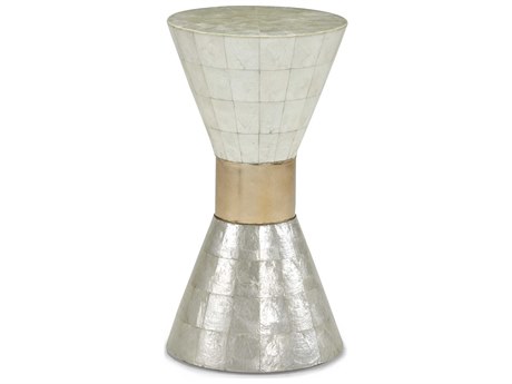 Sherrill Occasional Masterpiece Emma Round Wood White Platinum Band Martini Table