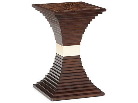 Sherrill Occasional Masterpiece Jayden Square Wood Dark Walnut Platinum Band Accent Table