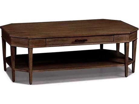 Sherrill Occasional Fulton Rectangular Wood Carob Brown Champagne Textured Cocktail Table
