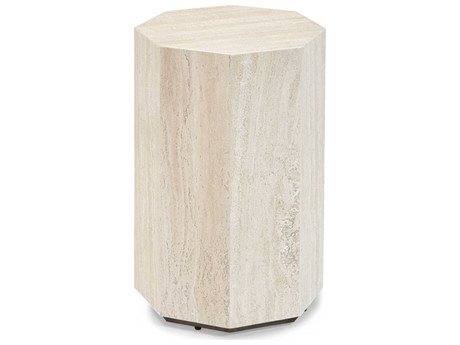 Sherrill Occasional Masterpiece Castel Hexagon Marble Grey Silver Accent Table