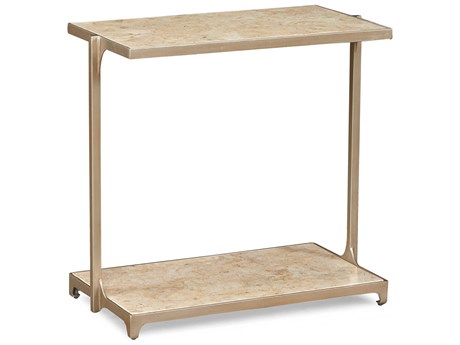 Sherrill Occasional Masterpiece Sibyl Rectangular Stone Tan Champagne Accent Table