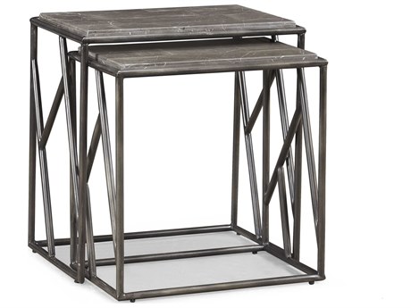 Sherrill Occasional Cullet Rectangular Marble Gunmetal Nesting Tables