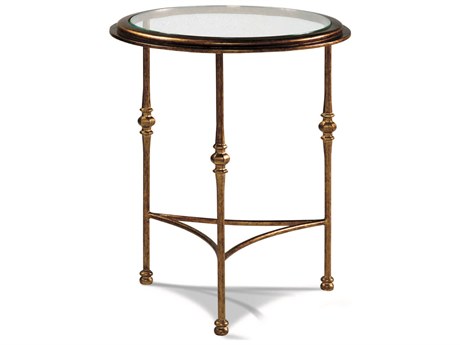 Sherrill Occasional Princeton Round Glass Aged Gold Side Table