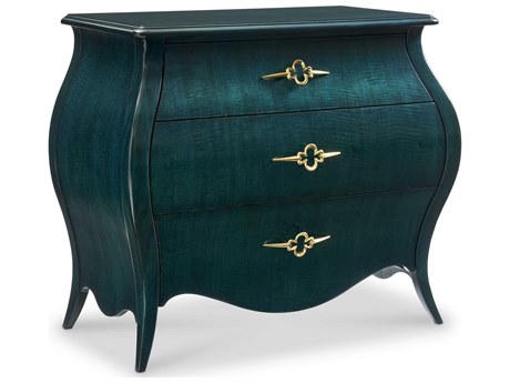 Sherrill Occasional Voyage Maison Corinna Bombe Emerald Green Gold Hardware Hardwood Accent Chest