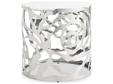 Sherrill Occasional Voyage Maison Scarlette Round Marble Black Nickel White End Table