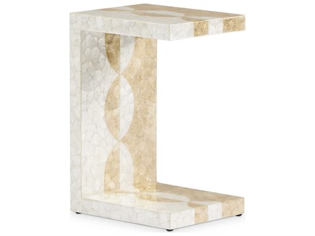 Sherrill Occasional Voyage Maison Blakely Rectangular Capiz Burnt Gold White End Table