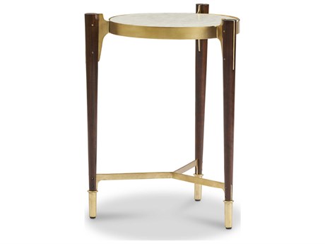 Sherrill Occasional Voyage Maison Mabel Round Capiz Walnut Champagne Accent Table