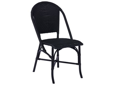 Sika Design Alu Affaire Aluminum Sofie Stackable Bistro Side Chair in Black/Cappuccino Dots