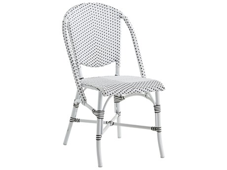 Sika Design Alu Affaire Aluminum Sofie Stackable Bistro Side Chair in White/Cappuccino Dots