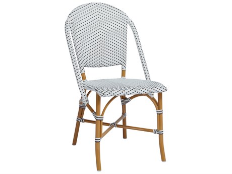Sika Design Alu Affaire Aluminum Almond Sofie Stackable Bistro Side Chair in White/Cappuccino Dots
