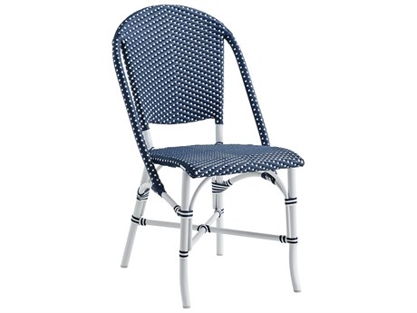 Sika Design Alu Affaire Aluminum Sofie Stackable Bistro Side Chair in Navy Blue/White Dots