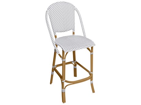 Sika Design Alu Affaire Aluminum Almond Sofie Stackable Bar Stool in White/Cappuccino Dots
