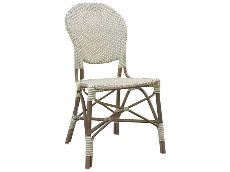 Sika Design Alu Affaire Aluminum Taupe Stackable Isabell Dining Side Chair in Grey/White Dots