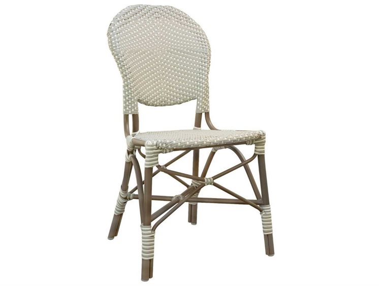 Sika Design Alu Affaire Aluminum Taupe Stackable Isabell Outdoor Dining Side Chair in Grey/White Dots