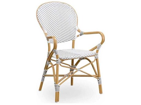 Sika Design Alu Affaire Aluminum Natural White with Cappuccino dot Almond Isabell Stackable Dining Arm Chair