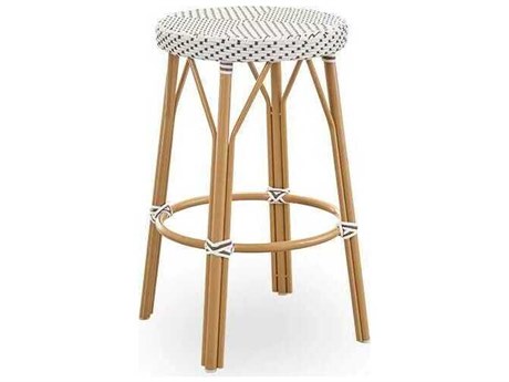 Sika Design Alu Affaire Aluminum Rattan Natural White with Cappuccino dot Almond Counter Stool