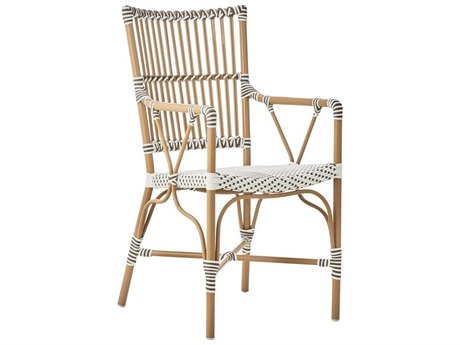 Sika Design Alu Affaire Aluminum Monique Dining Arm Chair in White/Cappuccino Dots
