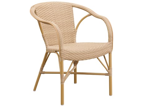 Sika Design Exterior Aluminum Rattan Natural with Natural dot Almond Madeleine Stackable Dining Arm Chair