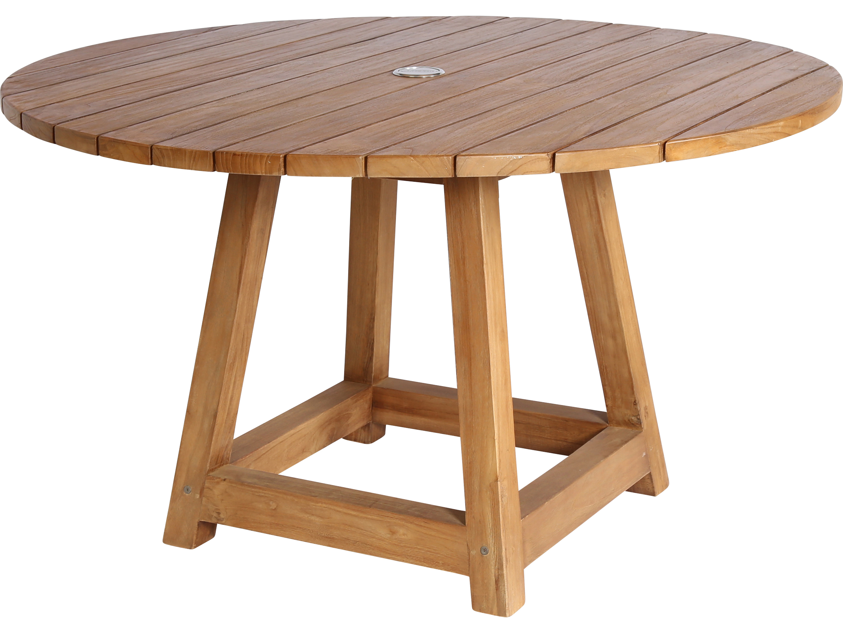 Sika Design Teak Natural Brown George, Round Outdoor Dining Table 23 58 In W X L With Umbrella Hole