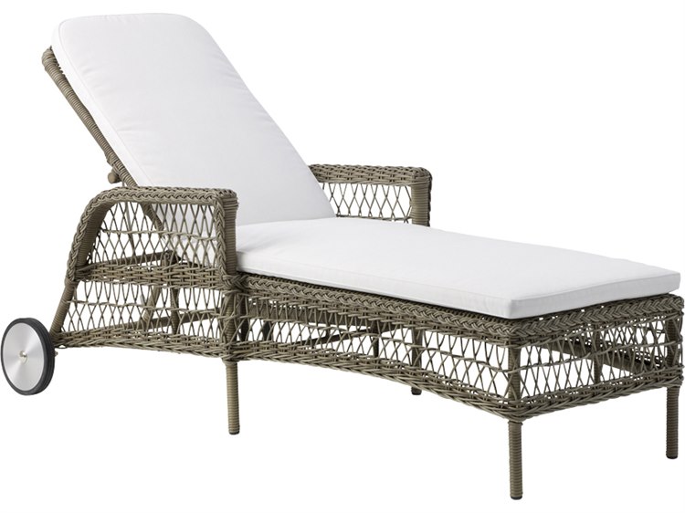 Sika Design Georgia Garden Wicker Antique Cushion Daisy Chaise Lounge with Wheels