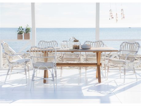 Sika Design Exterior Aluminum Dove White Cushion Margaret Dining Set