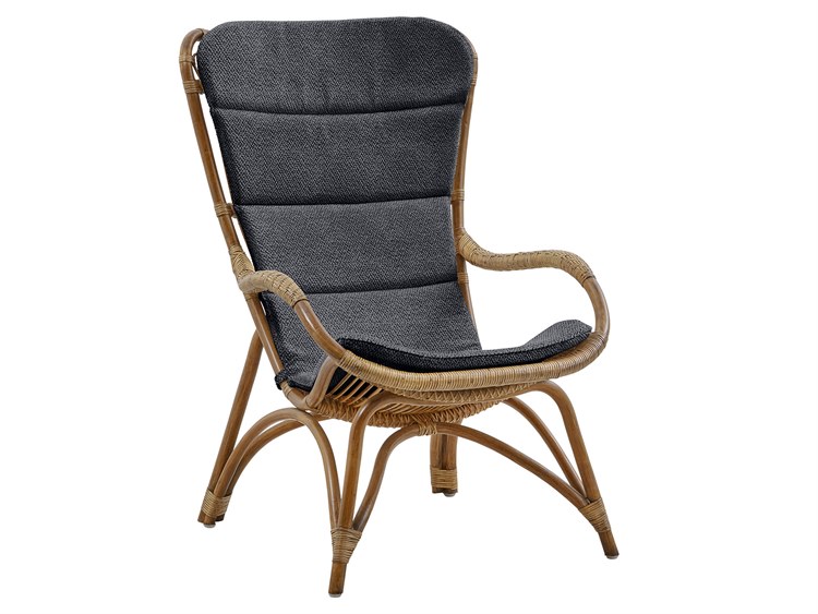Sika Design Originals Antique Wicker Cushion Lounge Chair in Youtoo Dark Grey