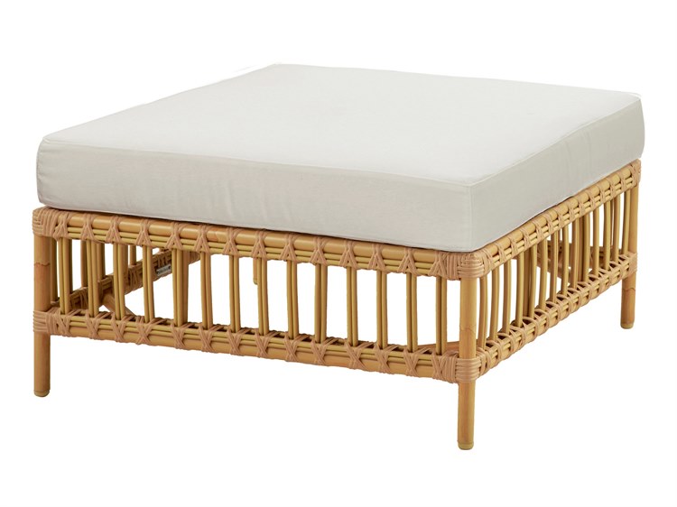 Sika Design Exterior Aluminum Natural, Tempotest Canvas White Cushion Ottoman