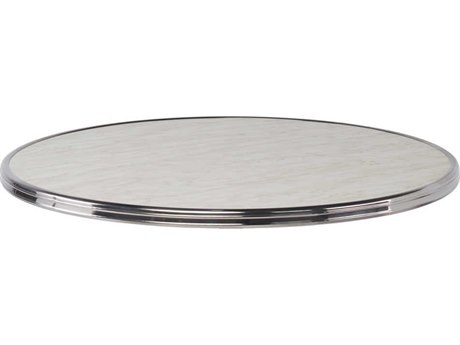 Sika Design Alu Affaire Chrome Strapping Genoa 23'' Round Faux Marble Laminate French Cafe Table Top