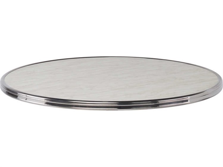 Sika Design Alu Affaire Chrome Strapping Genoa 23'' Round Faux Marble Laminate French Cafe Table Top